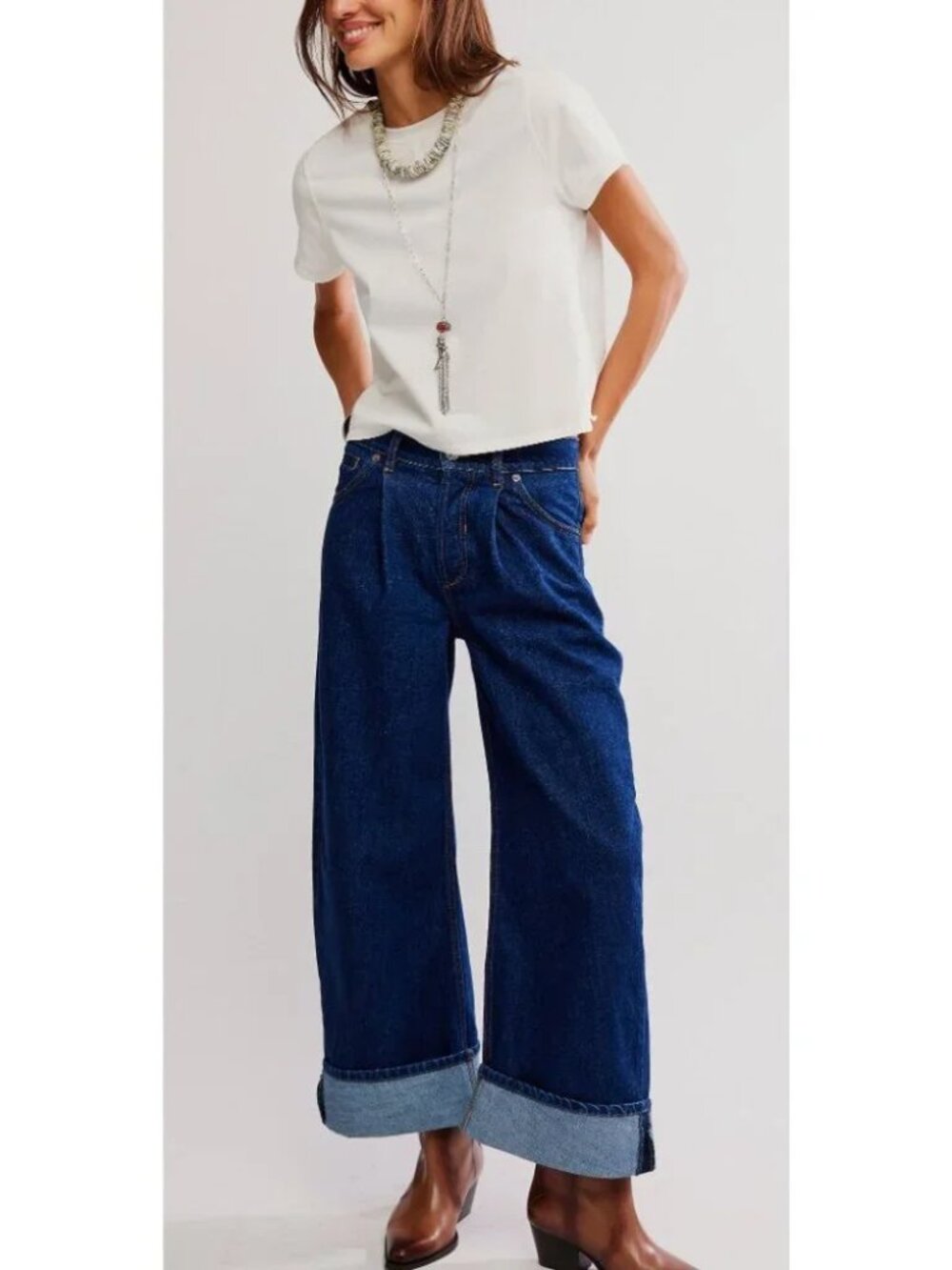 NWT Free People Alia Wide Leg Jeans, Size 26, Hawthorne Blue